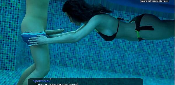  Hot underwater blowjob deepthroat from a gorgeous black-haired milf with a big ass and nice tits l My sexiest gameplay moments l Milfy City l Part 17